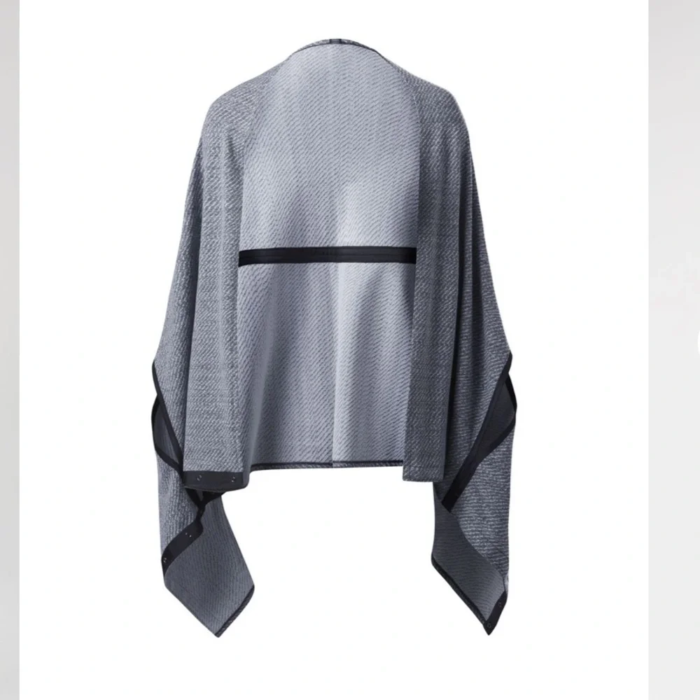 LULULEMON VINYASA Printed Hazy Heather Wrap Scarf Gray Chevron Herringbone